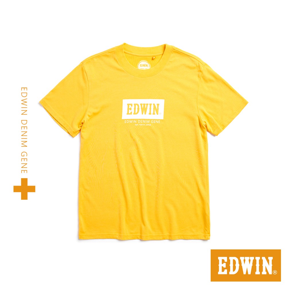 EDWIN PLUS+ 冰河玉涼感LOGO短袖T恤(桔黃色)-男款