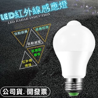紅外線感應燈 人體感應燈  E27規格 LED燈泡 E27感應燈泡 人體感應防盜燈 #0