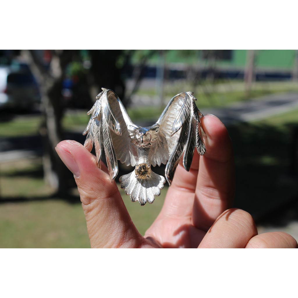 Black Venom Freedom Prayer 香檳拓帕石正面振翅鷹鑽石眼6cm 925銀台灣職人手作 蝦皮購物