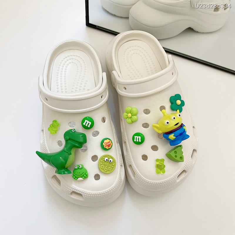 crocs 鞋扣 洞洞鞋扣 洞洞鞋鞋扣 布希鞋 鞋扣 鞋花 Crocs洞洞鞋配飾diy鞋扣涼鞋立體裝飾品配件綠色鞋花恐龍