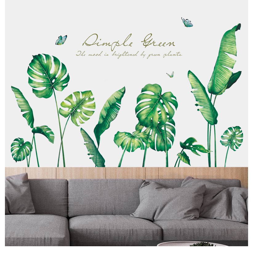 植物壁貼自粘北欧ins芭蕉叶墙贴房间卧室客厅背景墙装饰防水pvc墙贴房間佈置壁貼居家生活北歐風壁貼