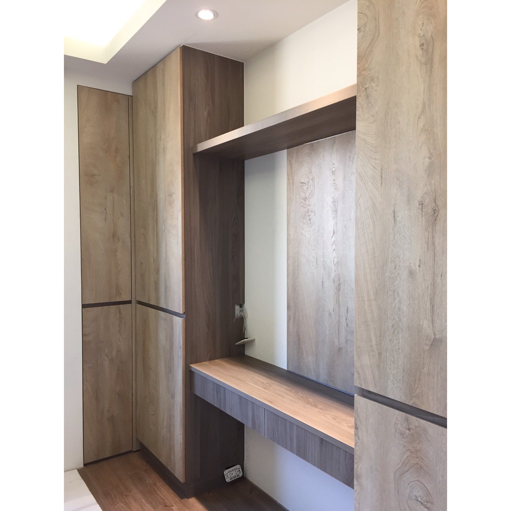 台中系統櫃 臥室雙開門系統電視櫃 化妝台 L型櫥櫃 湯姆雙開門系統衣櫃 萬年木紋色系統板材客製化設計 蝦皮購物