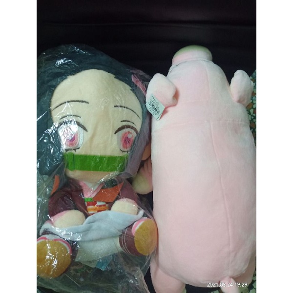 娃娃機商品--正版12吋鬼滅之刃彌豆子娃娃，送小豬娃娃。