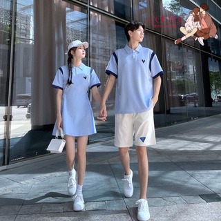 【COUPLE】💙💙情侶裝短袖連衣裙休閒男短袖T恤短褲