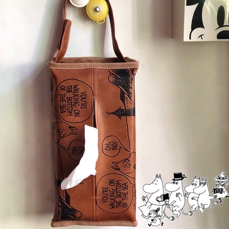 🙌日本正品🙌（現貨）Moomin 嚕嚕米 PU皮革 紙巾套 面紙套 面紙盒 衛生紙套 衛生紙盒 車用 車載 汽車面紙盒