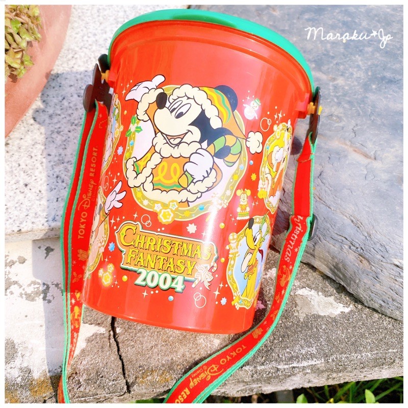 魔樂町JP🎪老物絕版2004 日本迪士尼樂園限定 聖誕節限定 米老鼠 米奇 米妮 布魯托 爆米花桶 收納盒 置物盒垃圾桶