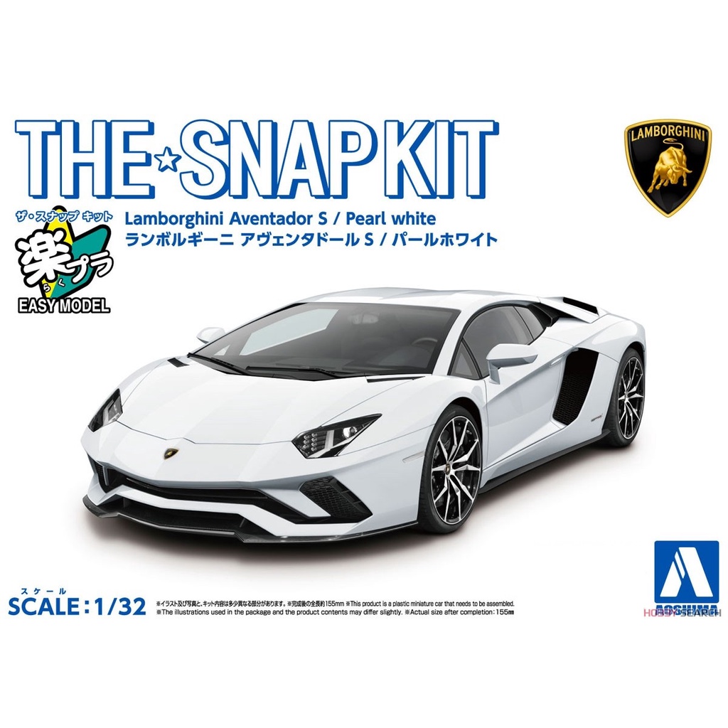 𓅓MOCHO𓅓 現貨 青島 1/32 Snap Kit 12-A 藍寶堅尼Aventador S 珍珠白