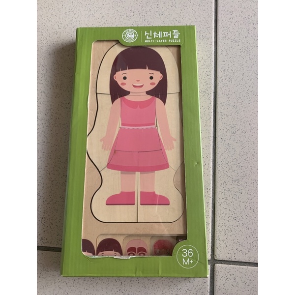 【Ｊ＆Ｐ現貨】二手玩具 韓國 goryeobaby 兒童人體多層拼圖 蒙特梭利 木製 教具 益智遊戲 健康教育