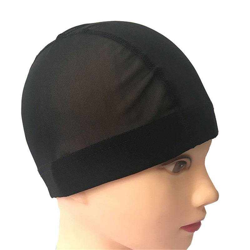 1 件裝黑色網眼圓頂帽透氣無膠可拉伸氨綸發網編織帽,用於製作假髮