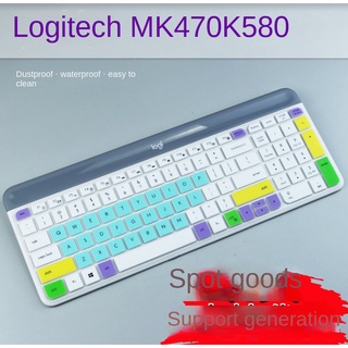 適用Logitech羅技mk470鍵盤膜無線鍵鼠套裝k580卡通可愛保護套罩
