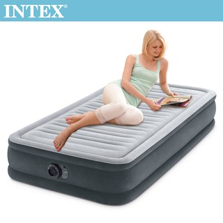 【INTEX】豪華型橫條內建電動幫浦充氣床-單人加大-寬99cm (67765)15020150