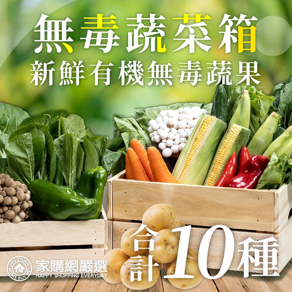 家購網嚴選 產銷履歷認證 有機10品項蔬菜箱(3-5人份) 廠商直送