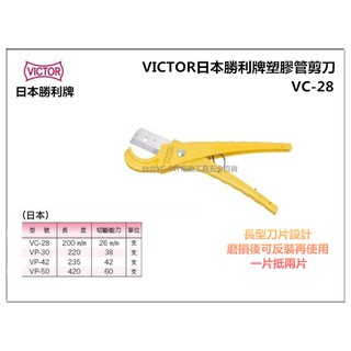 【臺北益昌】專業師傅指定 日本 勝利牌 VICTOR VC-28 水管剪 塑膠管剪刀 膠管剪 刀刃 替刃片 日本製