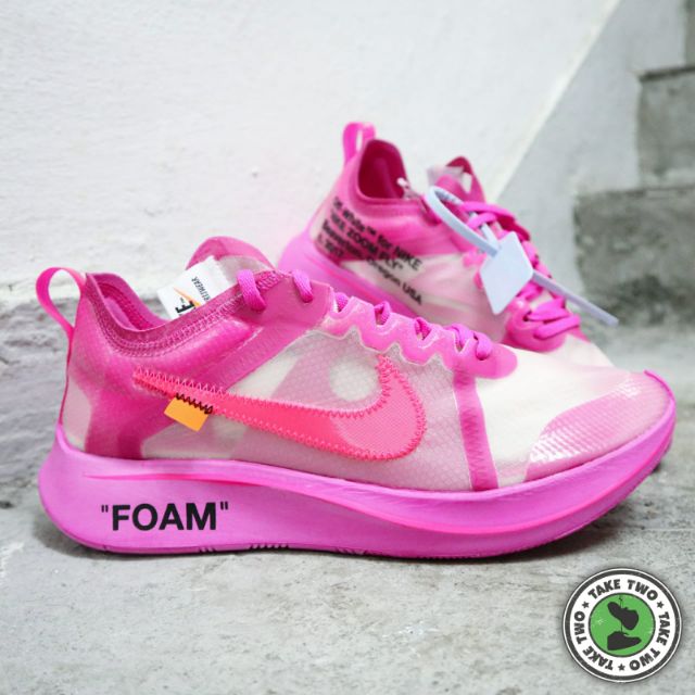 nike off white zoom fly pink