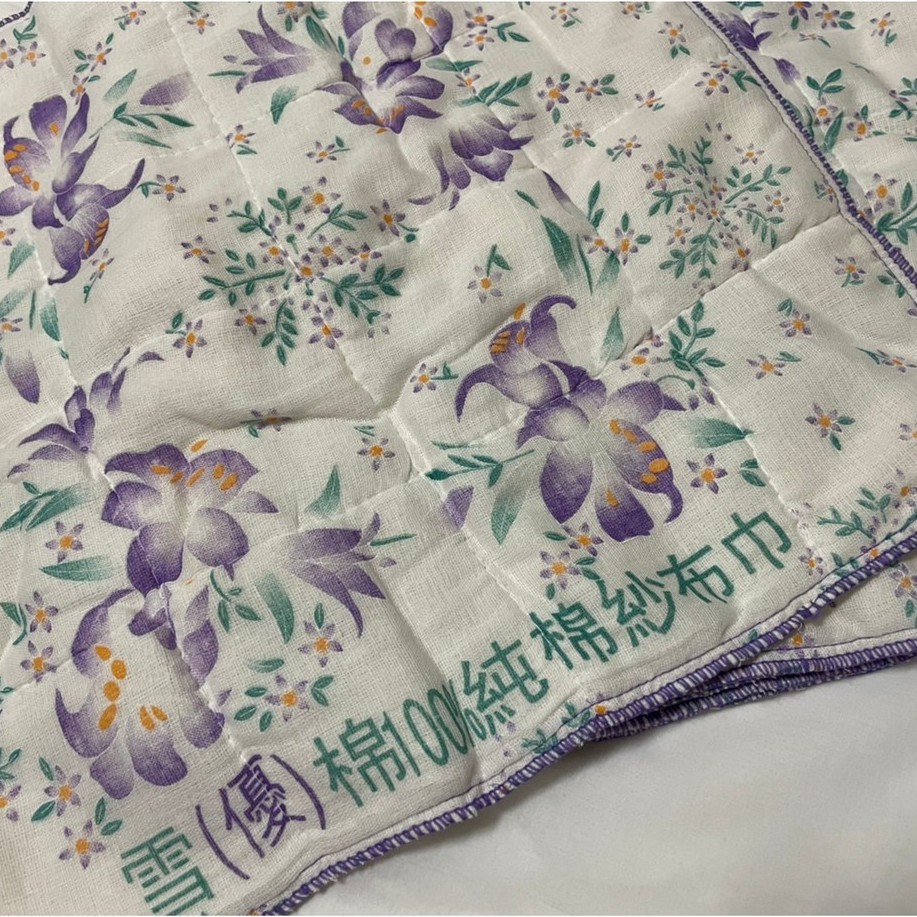 [現貨]純綿紗布巾 紫色 印花 抹布 紗布 100%