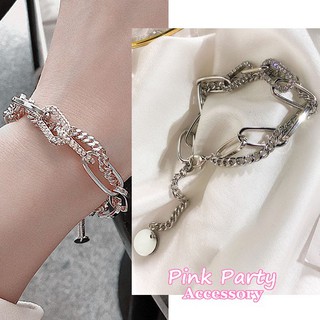 【手鍊】韓國飾品 時尚個性 水鑽圈圈交叉交錯流蘇練條手鍊 手鐲 PinkParty❤韓系飾品