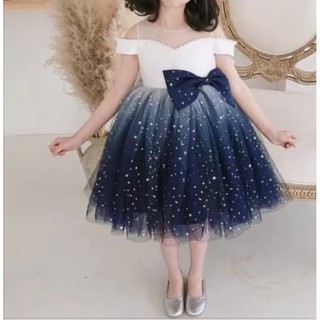 深藍星空珍珠澎紗裙 畢業典禮 萬聖節 澎澎裙 洋裝 禮服 花童
