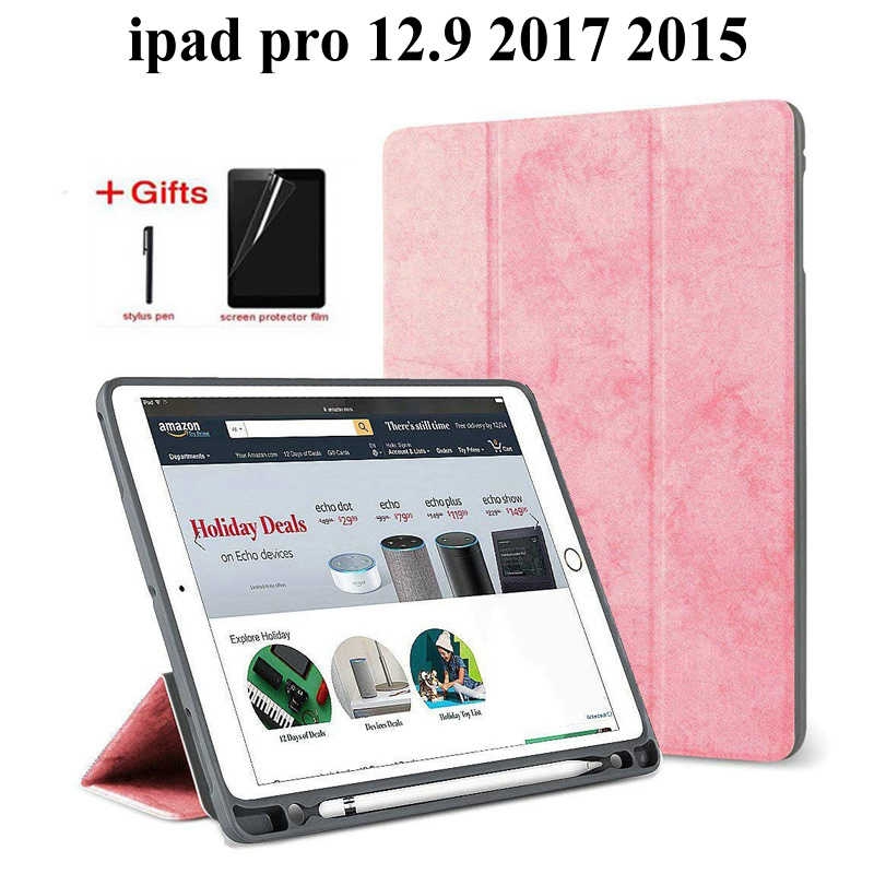 適用於 iPad Pro 的超薄智能保護套 12.9 2017/2015 Funda 帶筆架蓋