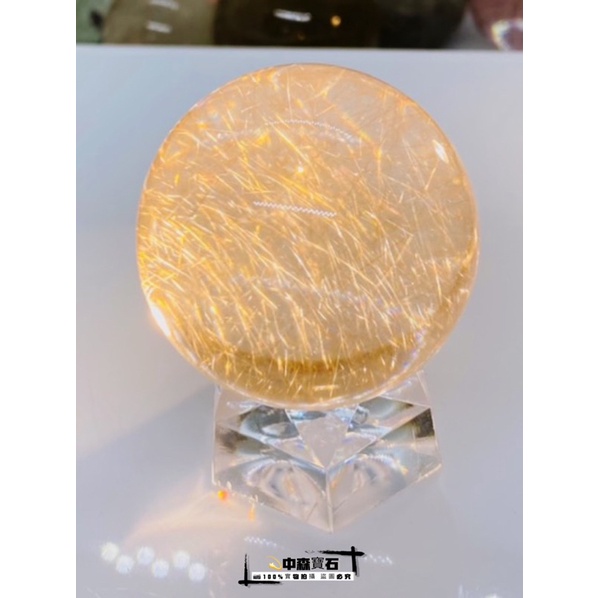 中森寶石🔮美物 金髮水晶球 黃髮晶球 髮晶球 水晶球 38mm 全美晶體 ♥️非常值得收藏♥️天然水晶球擺件