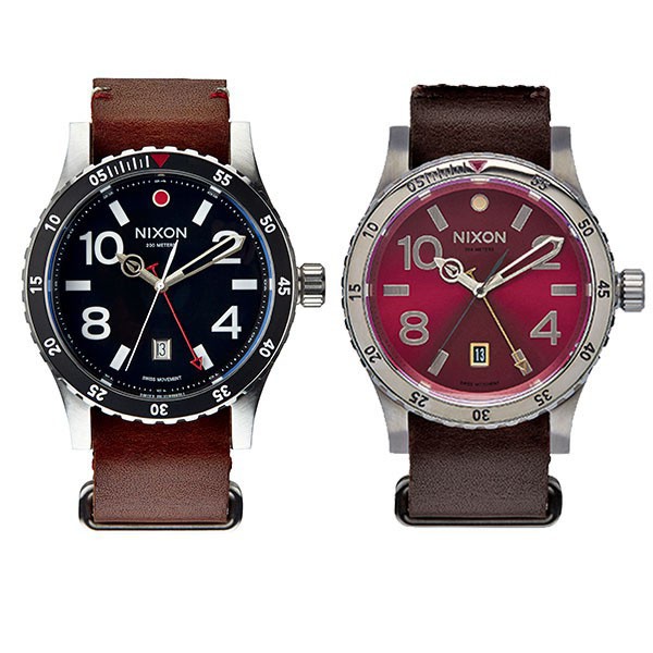 NIXON DIPLOMAT 咖啡 酒紅 藍寶石鏡面 皮錶帶 手錶 男錶 女錶 質感穿搭 石英錶 A269