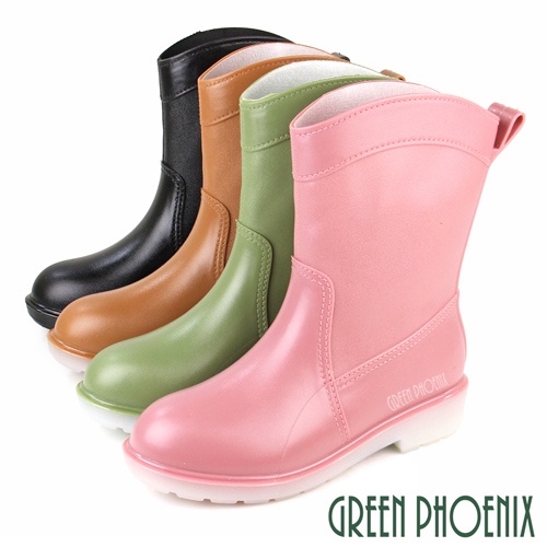 【GREEN PHOENIX】繽紛色彩吸震減壓防水中筒雨靴/雨鞋-女款 U38-20818