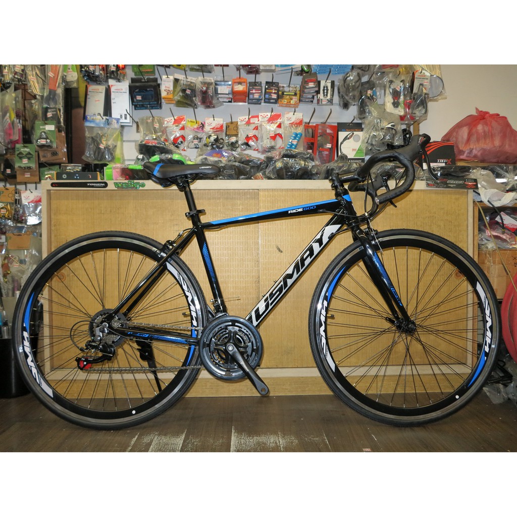 【冠鑫自行車】優世麥 USMAY RIDE-600 SHIMANO 21速 甩把 煞變合一 鋁合金 公路車 黑藍 高雄