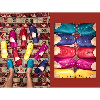 摩洛哥手工羊皮室內拖鞋-彩色線球款（多色）聖誕禮物