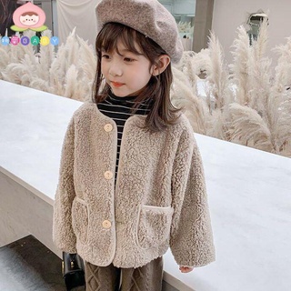 🎏桃氣BABY🍑 男女童羊羔毛外套秋冬新款2021韓版洋氣加絨加厚兒童寶寶休閑上衣