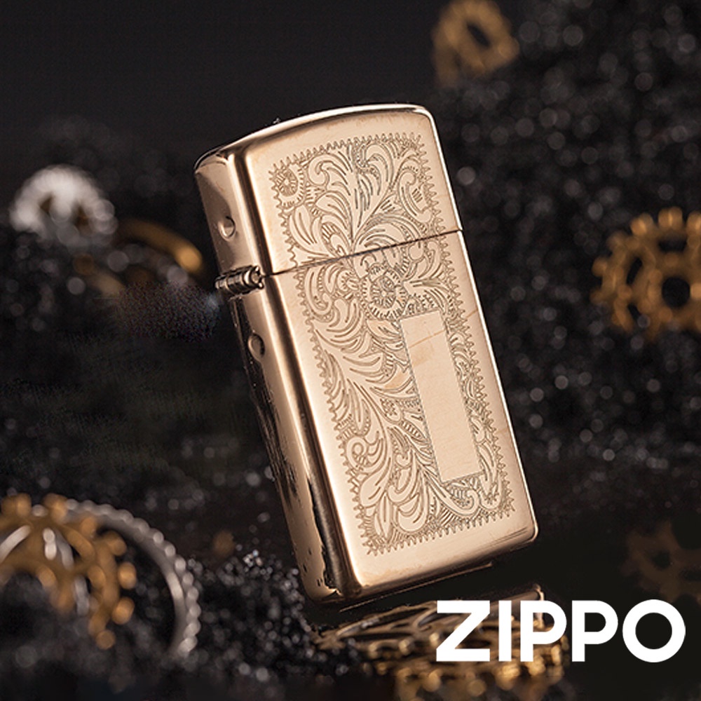 ZIPPO 威尼斯金(窄版)防風打火機 美國設計 官方正版 現貨 禮物 送禮 刻字 客製化 終身保固 1652B