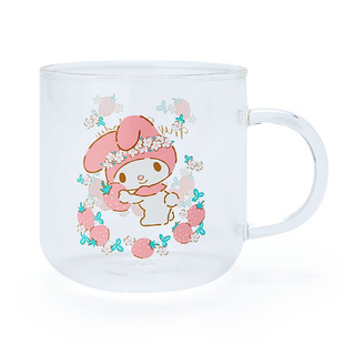 小禮堂 美樂蒂 耐熱玻璃馬克杯 透明玻璃杯 微波馬克杯 咖啡杯 280ml (粉 2021新生活)