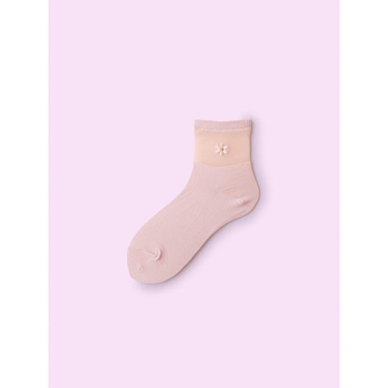 日本🇯🇵現貨 靴下屋 夏新款  拼接透明感刺繡小花短襪（2）