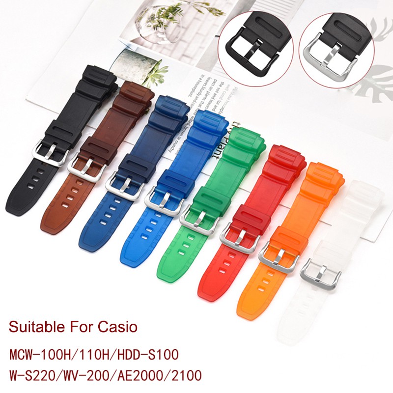 16 毫米樹脂錶帶適用於卡西歐 MCW-100H MCW110H HDD-S100 WV-200 W-S220 AE-2