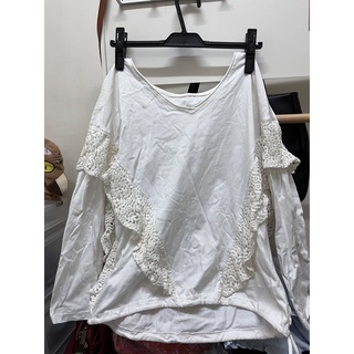 日本民族風服飾店帶回 蕾絲拼布 長袖上衣 二手