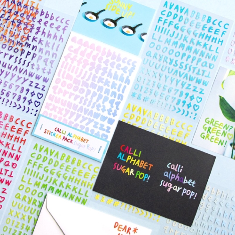 [現貨]韓國 iconic- Calli alphabet sticker pack✨漸層✨英文字母貼紙組 10張不同色