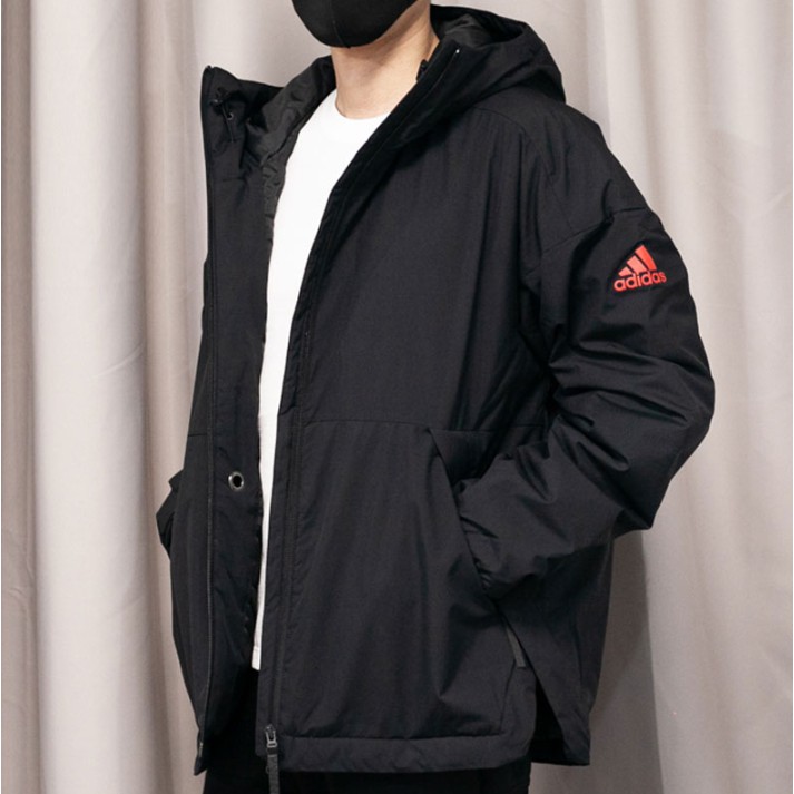 Adidas 愛迪達  外套 風衣 夾克 男款 連帽梭織風衣 厚款FT9410機車外套 黑色