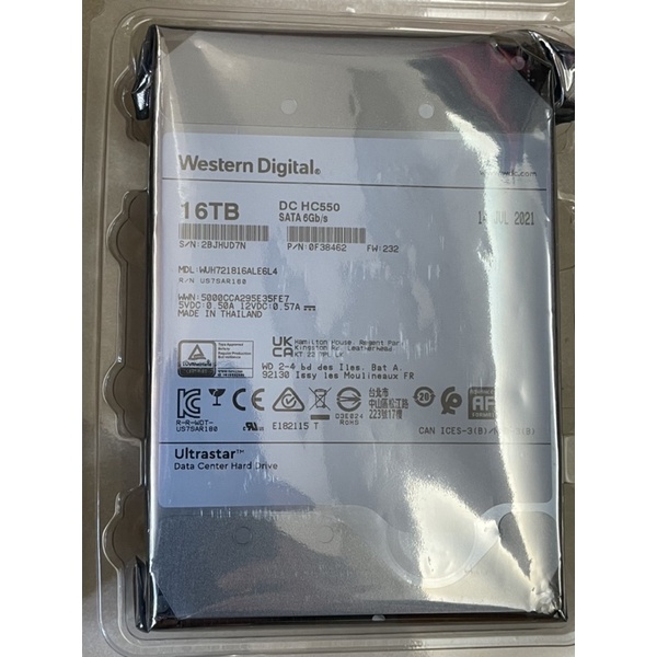 真猛電腦 WD Ultrastar DC HC550 16TB 3.5吋 企業級硬碟(WUH721816ALE6L4)