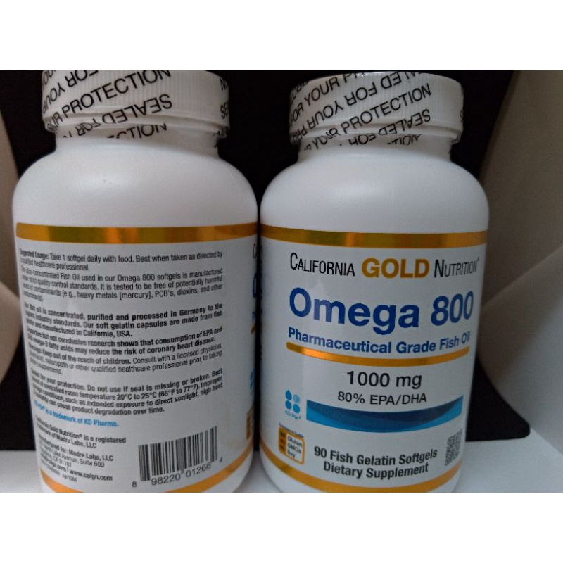 California Gold Nutrition Omega 800 歐米伽800 頂級鱼油 90粒 2瓶價