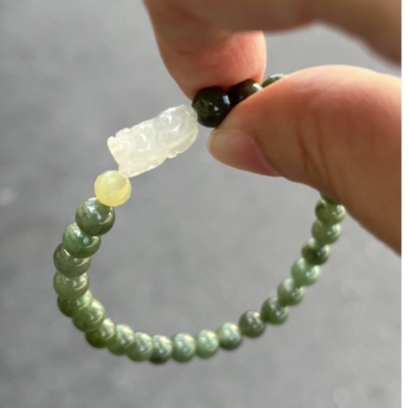 璞沁～天然緬甸玉a貨冰貔貅，綠珠手鍊、和闐玉配件