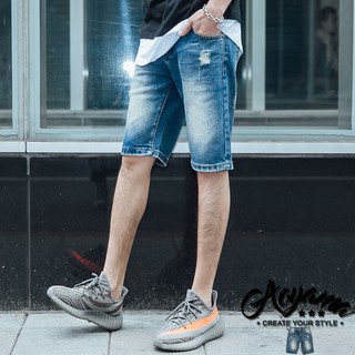 AOYAMA 反白刷色破壞單寧牛仔短褲【PC1032】