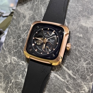 【柏儷鐘錶】Alexandre Christie 動力顯示 機械錶 方型錶 氟橡膠錶帶 玫瑰金 6577MARBRBA