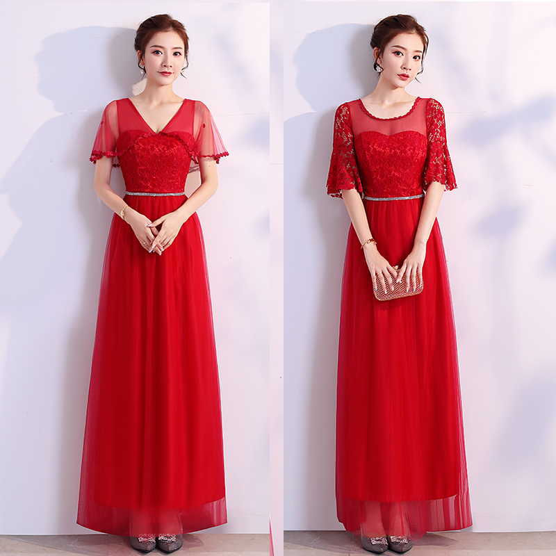 大合唱演出服女長裙合唱服裝大學生紅色長款高中生禮服舞台表演服 蝦皮購物