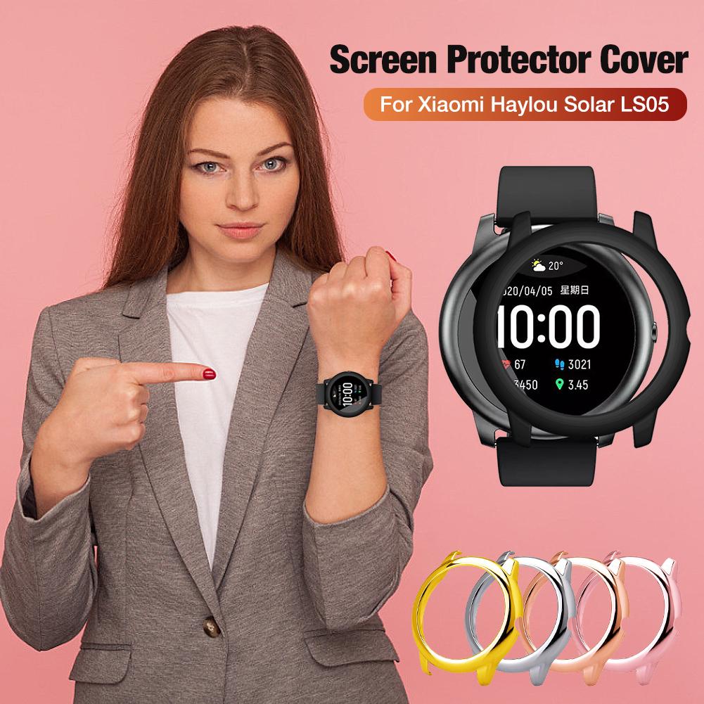 新款   適用小米有品 Haylou Solar LS05 智能手錶保護殼 電鍍PC殼 邊框保護殼 防摔保護套