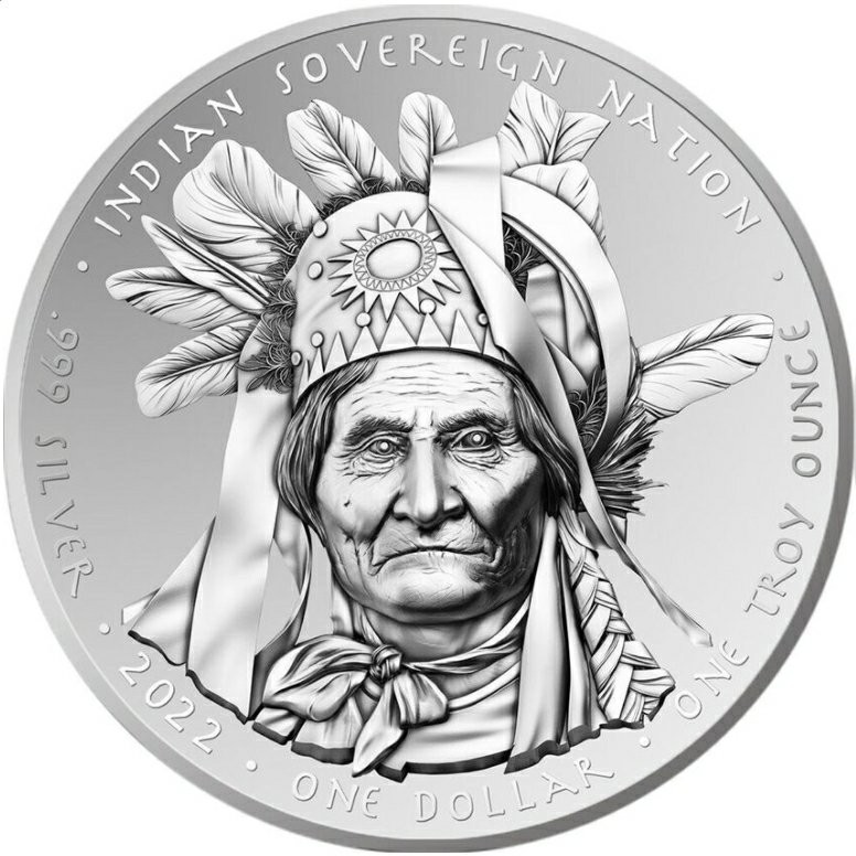 [白銀之手]&lt;預購&gt;2022美國印第安高浮雕銀幣2-傑羅尼莫響尾蛇高浮雕銀幣4700