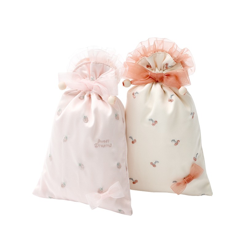🎉小兔雜貨🐰🎉日本 網紗水果刺繡束口袋(小)