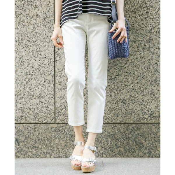 日本品牌LEPSIM 顯瘦彈性修身八分褲 白色