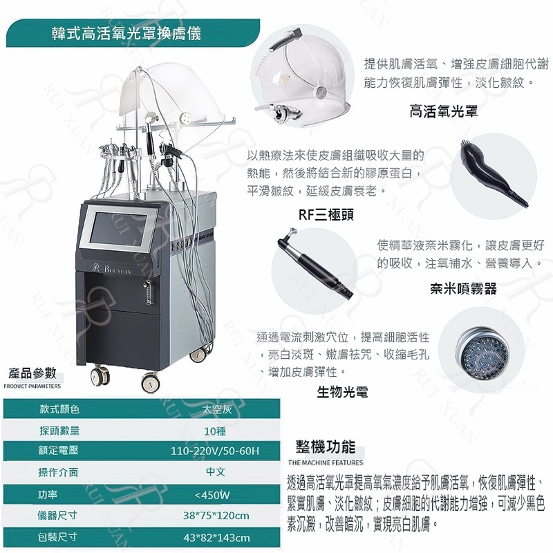 韓式🇰🇷高活氧光罩換膚儀 免運+台灣🇹🇼保固（請問直接下單，下單前請先私訊詢問）