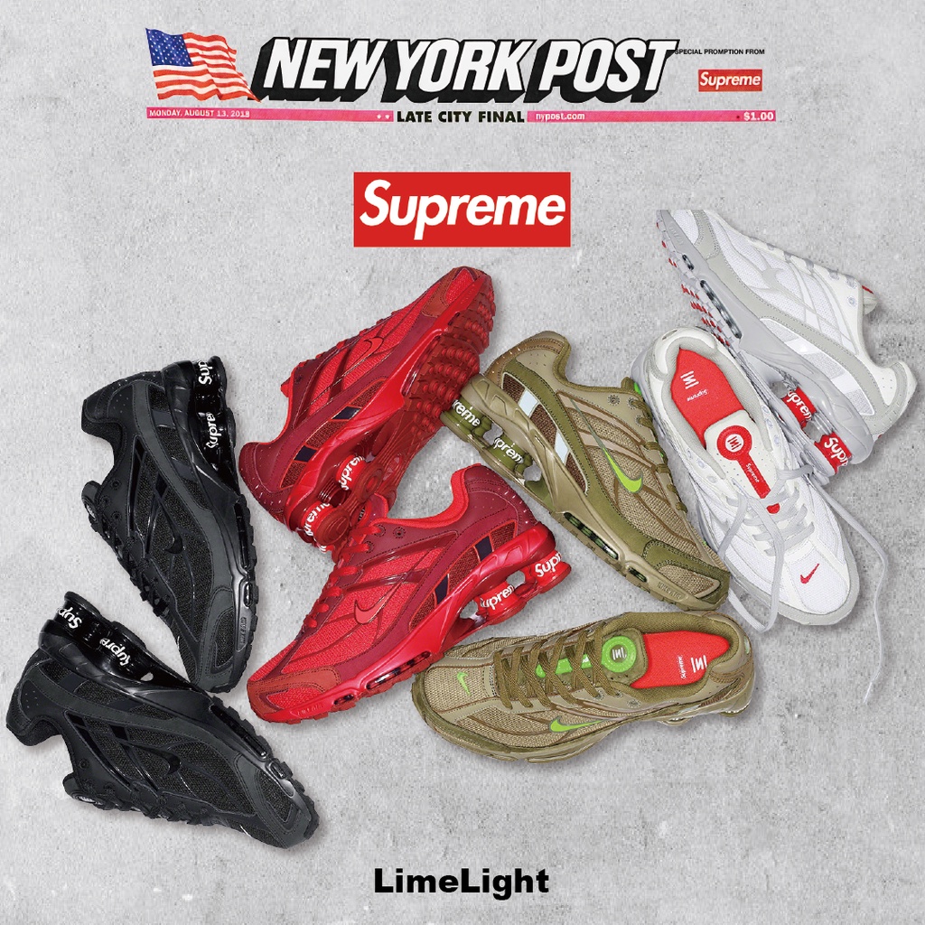 ☆LimeLight☆ Supreme x Nike Shox Ride 2 球鞋 黑 白 紅 綠 聯名款