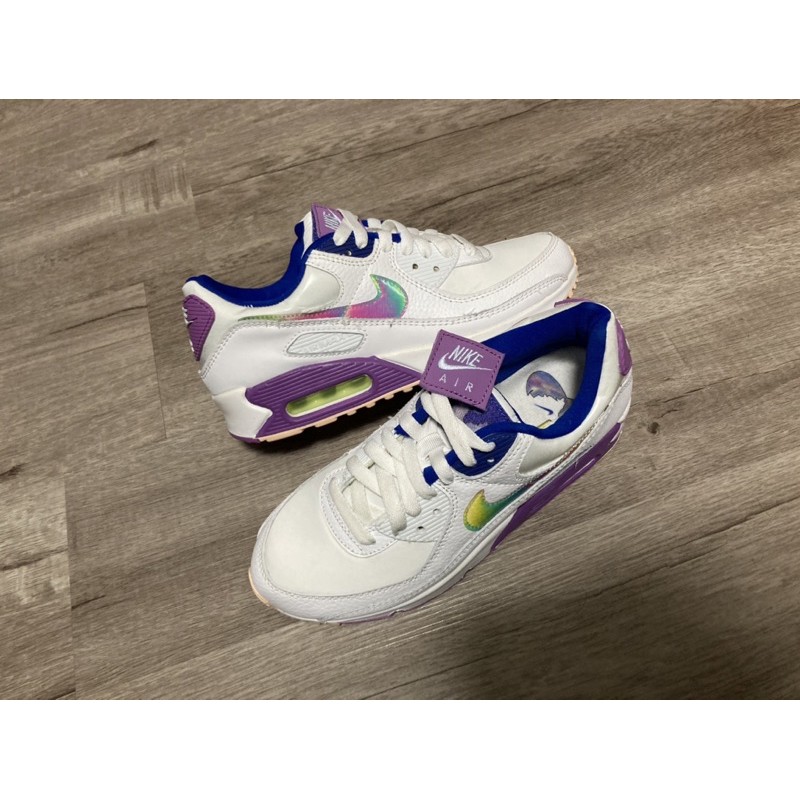 全新未落地 Nike Air Max 90 SE 復活節 彩蛋 魔鬼氈 紫 CJ0623-100 US7 24cm