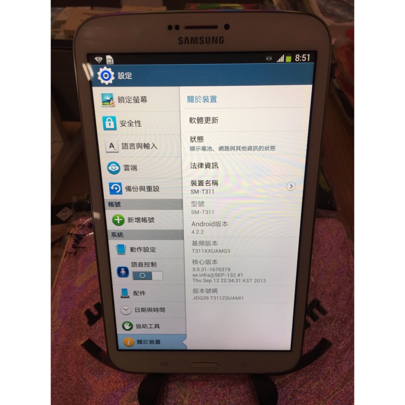 Ox3c配件 samsung tab3 8吋 SM-T311 3G可通話平板手機 漂亮 無扣傷 送專用皮套