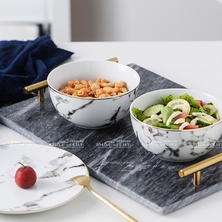 【現貨】北歐風描金大理石紋陶瓷碗 6吋 西餐碗 米飯碗 沙拉碗 乾果碗 美食攝影 餐桌擺盤☆杯盤囊集COLOUR選物
